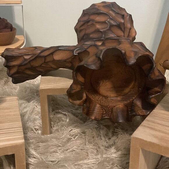 Vintage Wooden Brutalist Style Candle Holders Set Of Three Retro - Picture 11 of 16